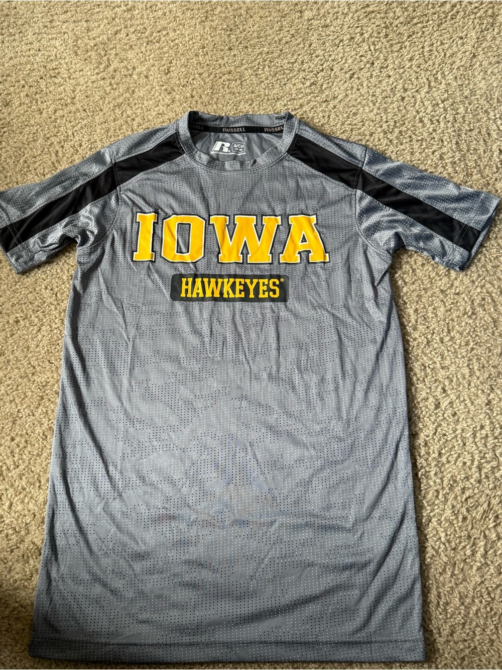 Russell Athletic Iowa Hawkeyes Gray Short Sleeve Training Shirt Size Small S
